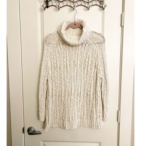 Free People Cream long sleeve knit sweater with cutout
